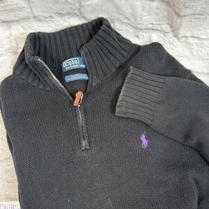 Polo Ralph Lauren Mens Medium Sweater Pullover Long Sleeve Half Zip Collared